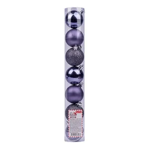Set of Christmas balls "Yes! Fun" /973579/ d-5cm, 7 pcs/pack, black-purple: pearl-3, glossy-2, matte-2 (1/96)