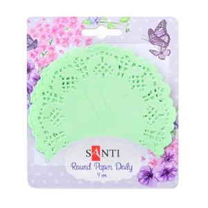 Set of openwork round napkins "Santi" /741676/ color light green, d: 9 cm, 12 pcs. (1/25/500)
