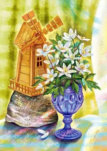 Алмазна мозаїка "JO" /GB73395/ "Букет та млин" рулон, 30*40см