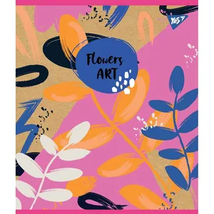 Student's notebook "YES" 48 sheets == /765127/ "Flowers art" kraft, white+glitter (5/100)