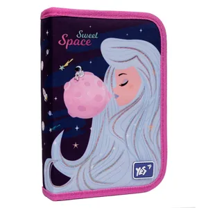 Pencil case solid "YES" /533125/ 1 compartment. 2 branches HP-04 Space Girl (1/48)