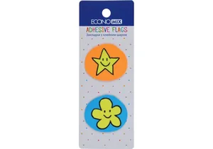 Індекс регістри "Economix" /E20969-02/ ПЛАСТИКОВІ,35х40 мм, Fun flower and star, 40 шт., асорті (1/48/1152)